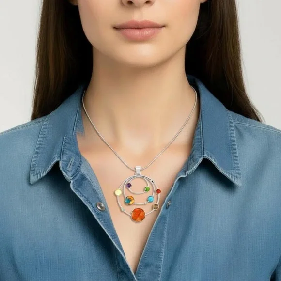 Colorful Planetary Pendant Sterling Silver - Picture 2 of 8